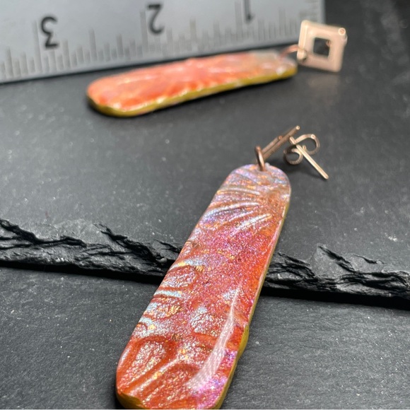 Hand Crafted Iridescent Dangle Earrings - Picture 12 of 15
